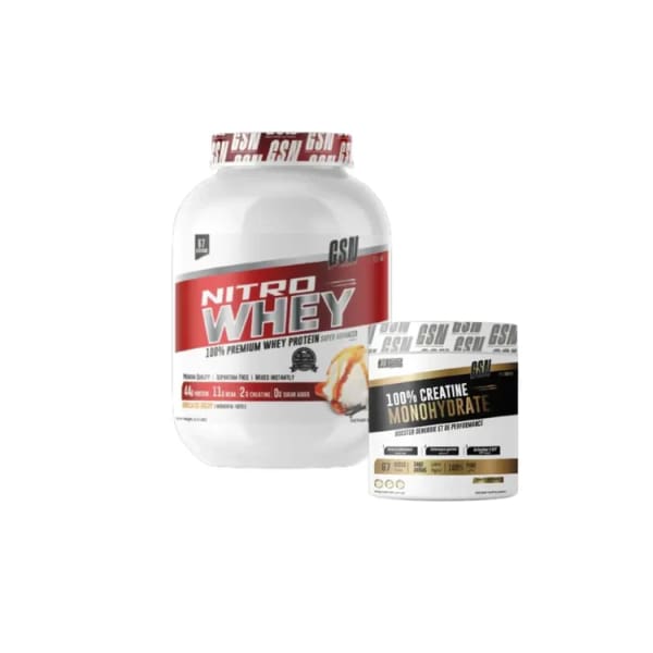 Nitro 100 % whey Protein 2 Kg vanille gsn + Creatine Monohydrate 200g gsn Nitro 100 % whey Protein 2 Kg vanille gsn + Creatine Monohydrate 200g gsn